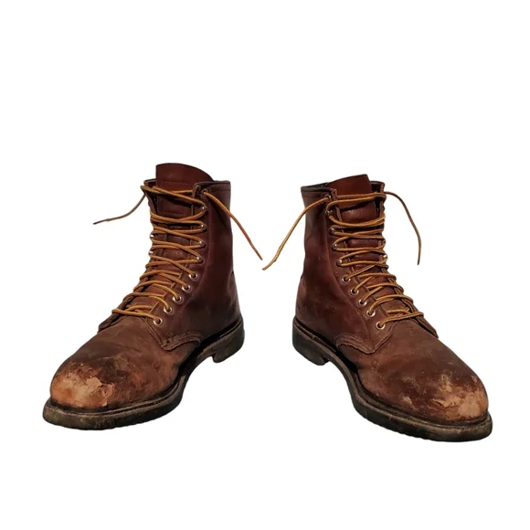 Vintage Red Wing Brown Leather Lace-Up Combat Boots Men's Size 8EE, Made In  USA